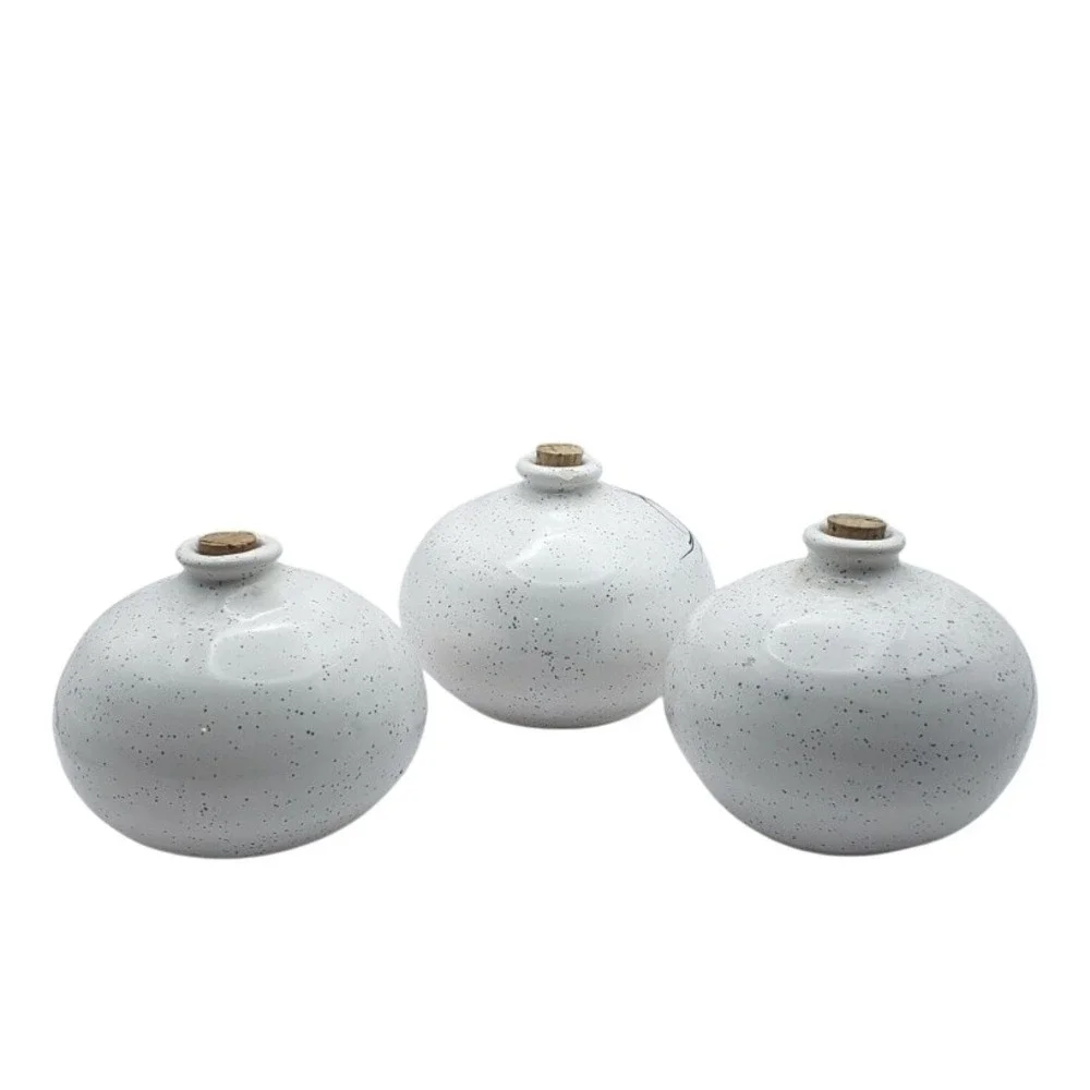 Set‎ of 3 Ceramic Bottles Lavender Design Cork Stopper Vases Home Decor